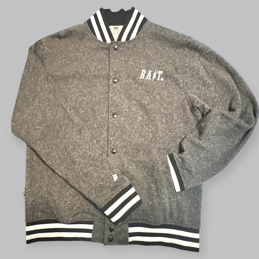 BAIT Basics Baseball Jacket Grey Men’s Size XL Fits Like A Large/Medium